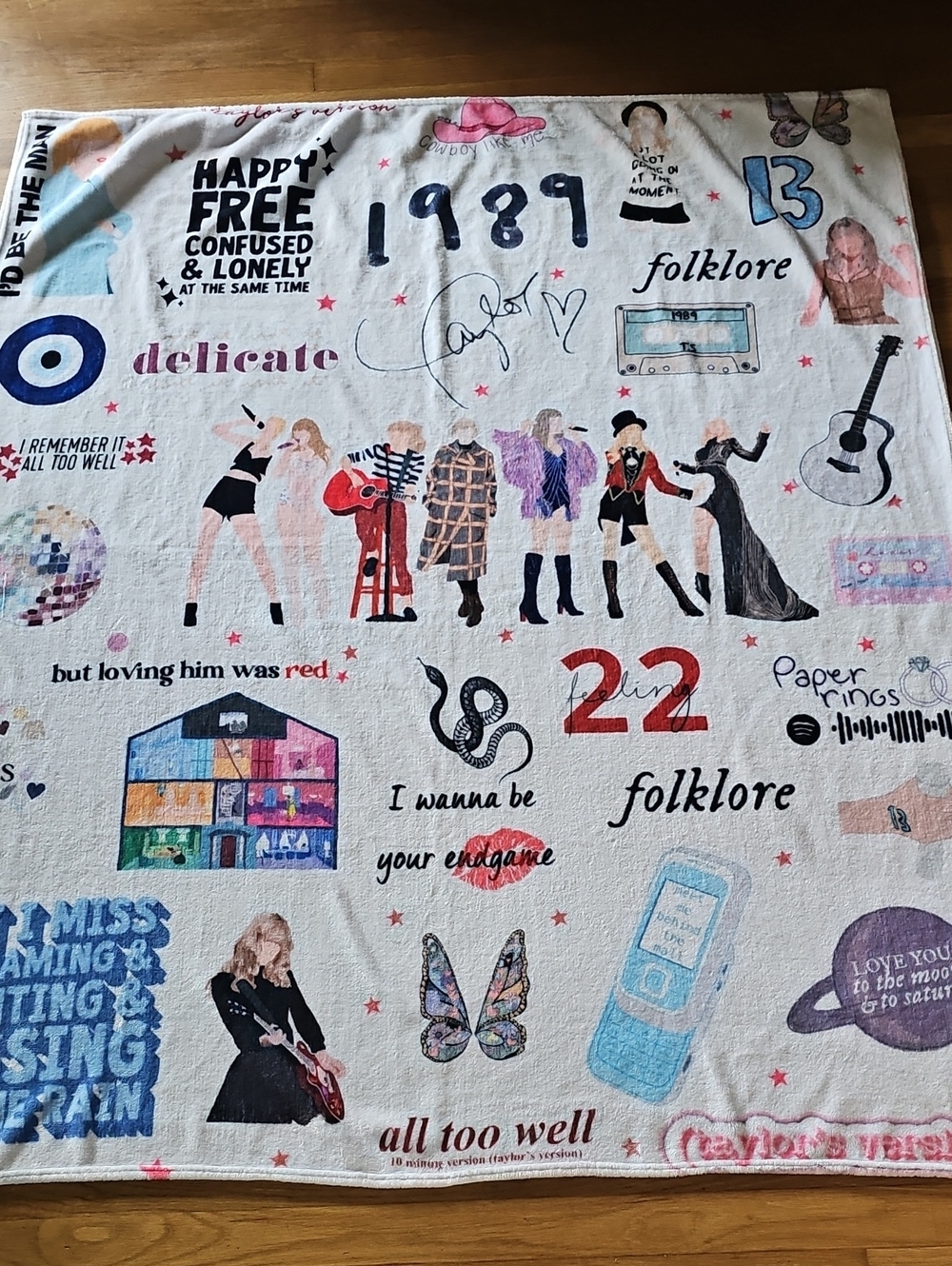 Taylor Swift White Swiftie Graphic Plushy Nap Throw Blanket Home Travel 52"X60"
